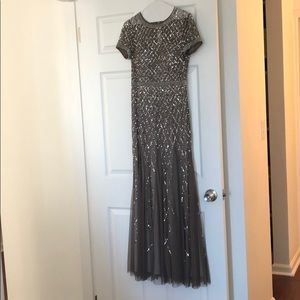 Adrianna Papell beaded mesh gown 6 petite